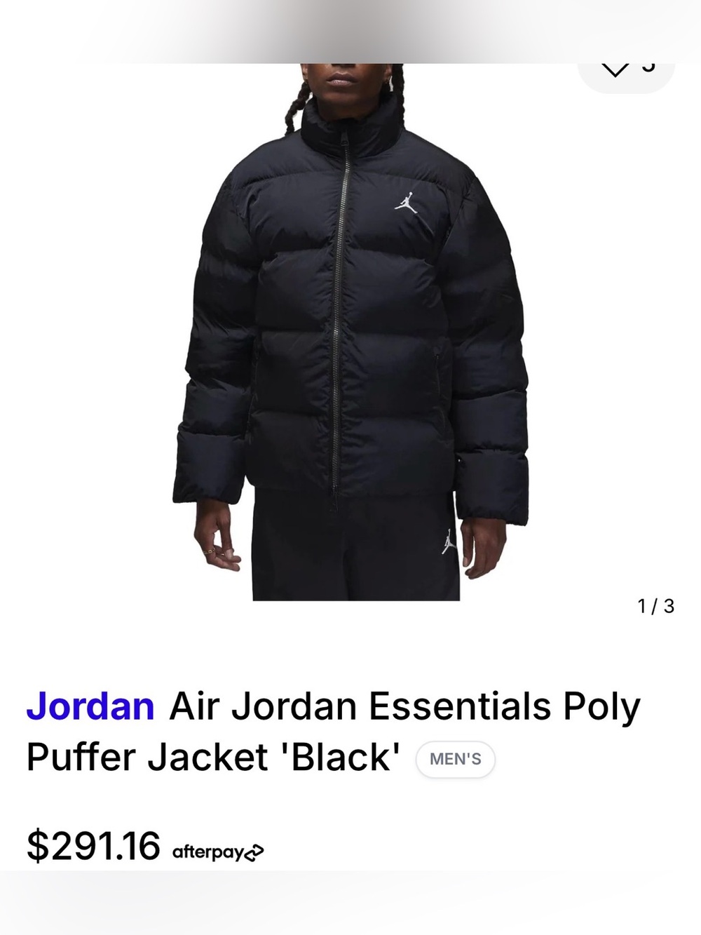 Jordan Black Insulated Puffer Jacket with Jumpman Logo